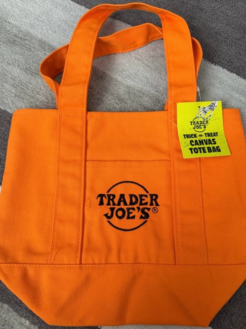 Trader Joe's Orange mini Canvas Tote Bag